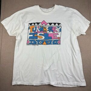 Vintage Turnberry Isle‎ Shirt Men XL White Graphic 90s Art Gravity Single Stitch